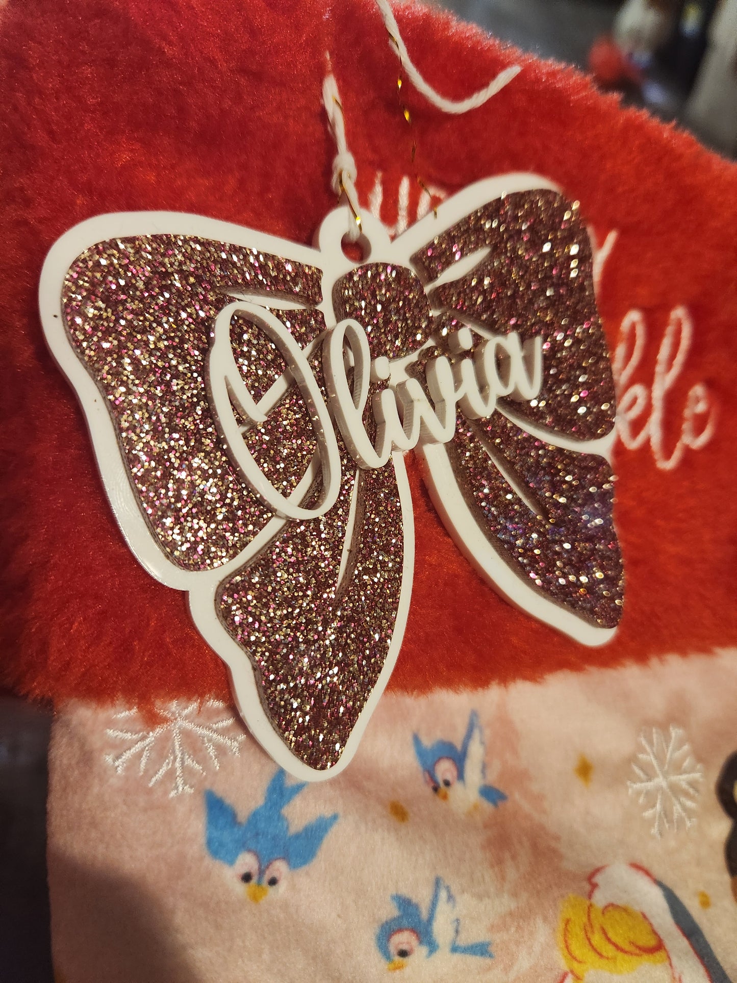 Custom Bow Stocking Tag