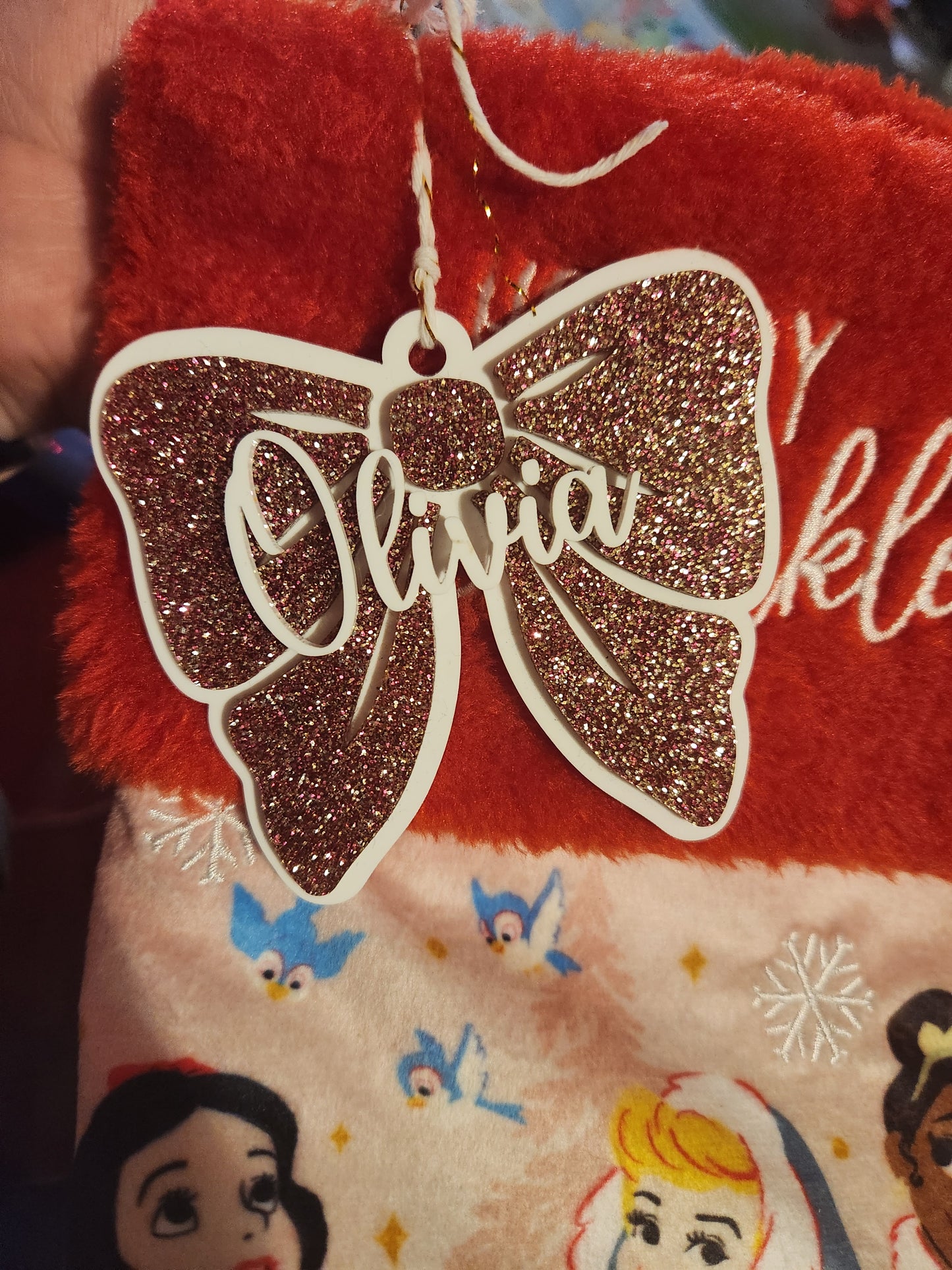 Custom Bow Stocking Tag